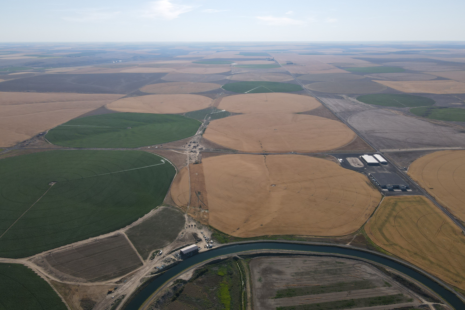 overhead shot of East Basin farmland irrigated by the East Columbia Basin Irrigation District