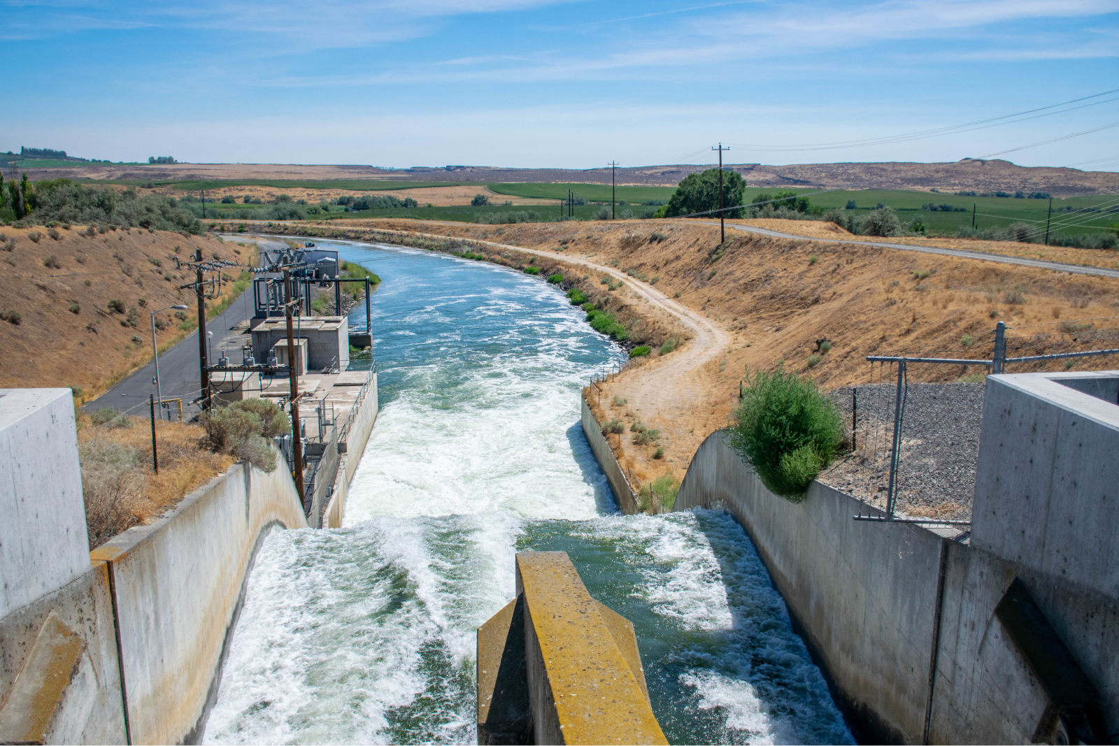 water flowing from an East Columbia Basin Irrigation District dam